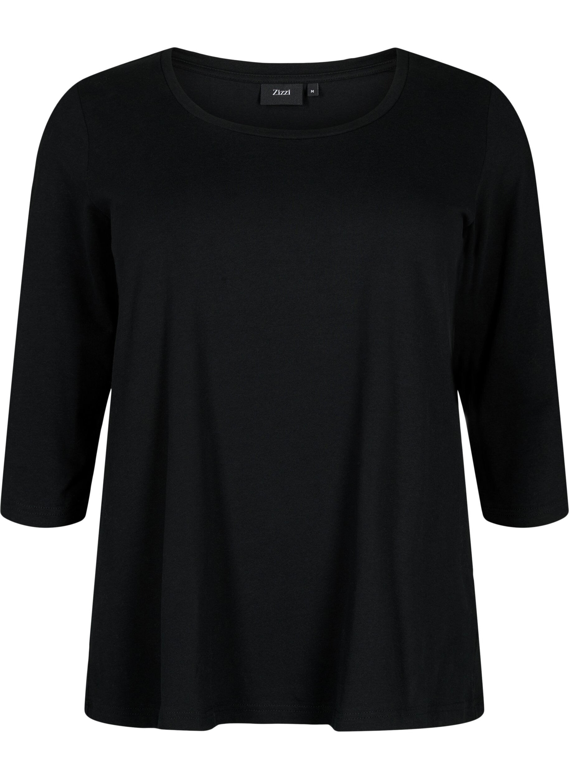 T-shirt en coton de base &agrave; manches 3/4