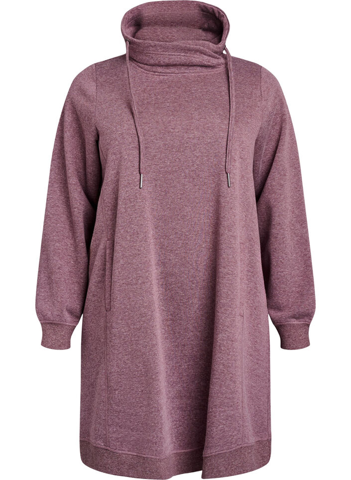 Kurzes Sweatshirtkleid mit Stehkragen und Taschen, Rot, Packshot image number 0