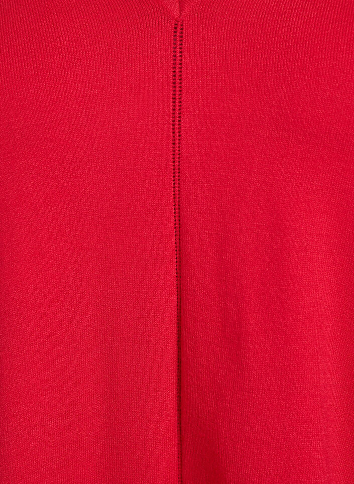 Blouse en fine maille avec col V et d&eacute;tail devant, Rouge, Packshot image number 2