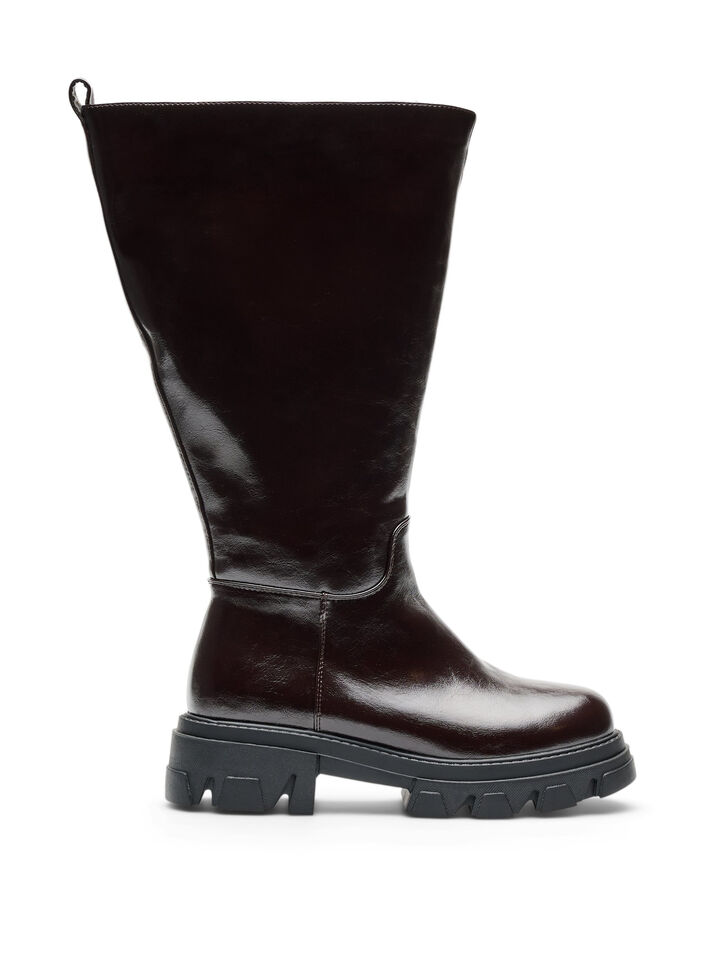 Botte haute avec un aspect l&eacute;g&egrave;rement craquel&eacute;, Marron, Packshot