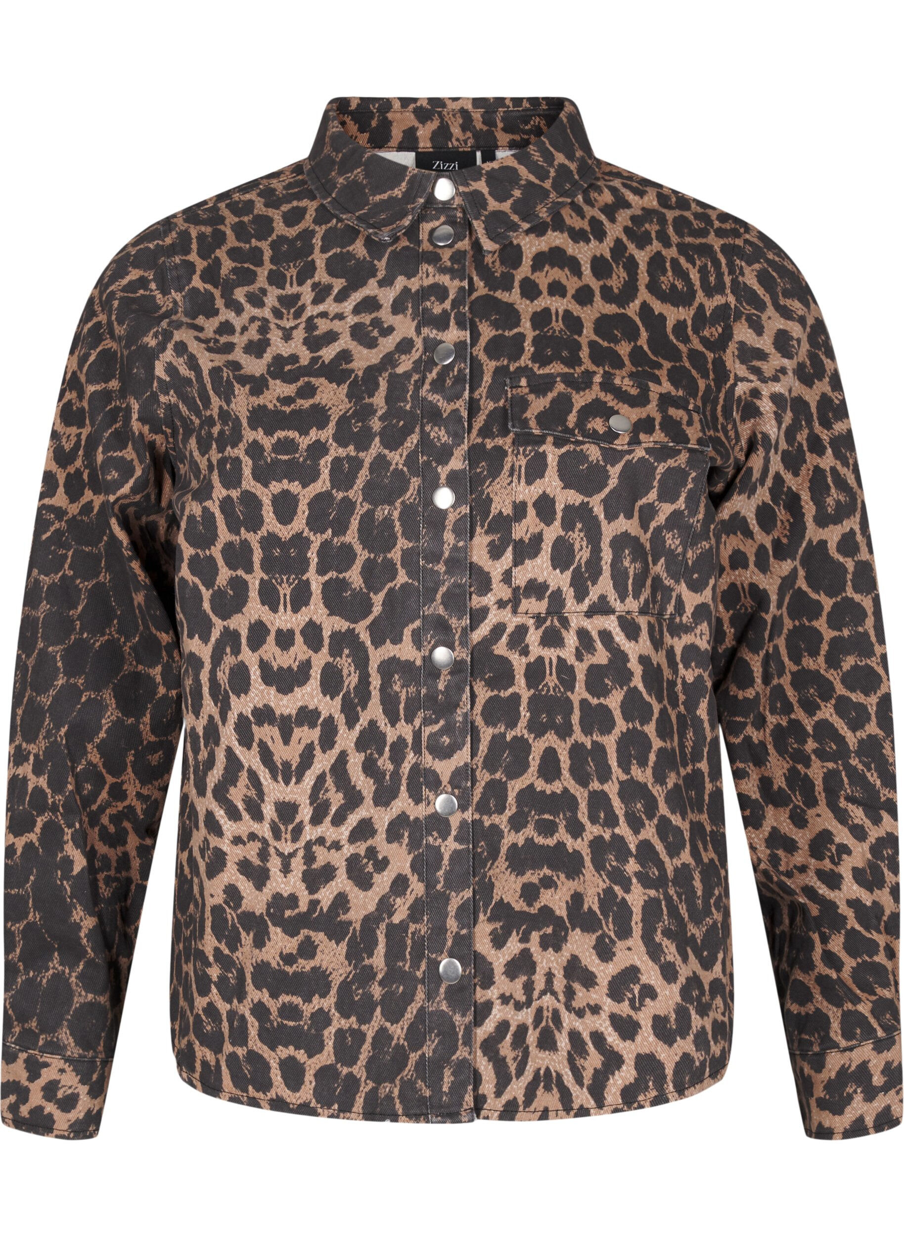 Zizzi Canvas-Jacke mit Leopardenmuster, Leo AOP, Packshot image number 0