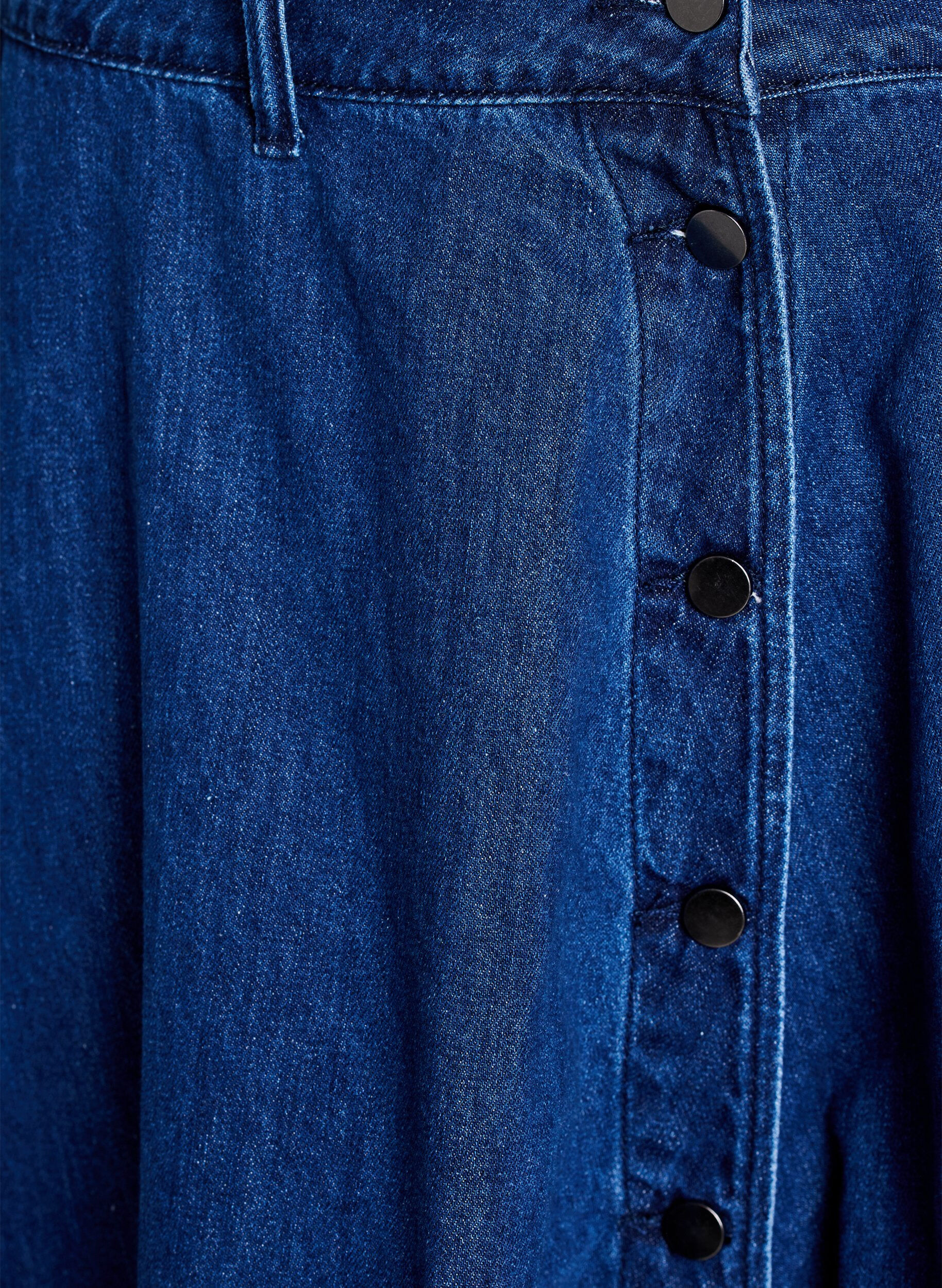 Zizzi Jeansrock in A-Linie mit Knopfleiste, Blau, Packshot image number 2