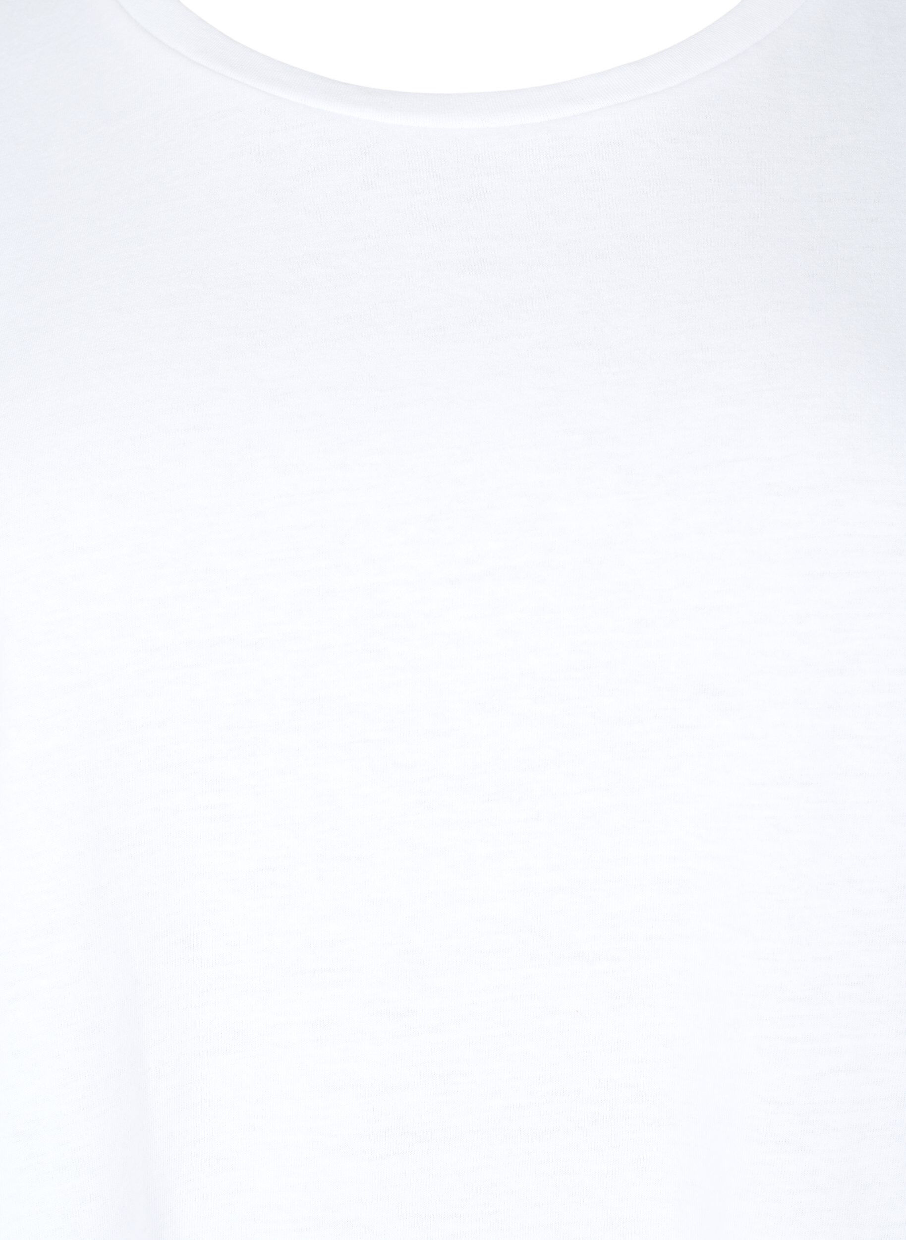 Zizzi T-shirt &agrave; manches courtes en m&eacute;lange de coton, Blanc, Packshot image number 2