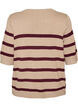Haut en maille ray&eacute;e &agrave; manches courtes, Beige, Packshot image number 1