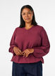 Blouse avec effet ballon et d&eacute;tails en mousseline, Bordeaux, Model image number 0