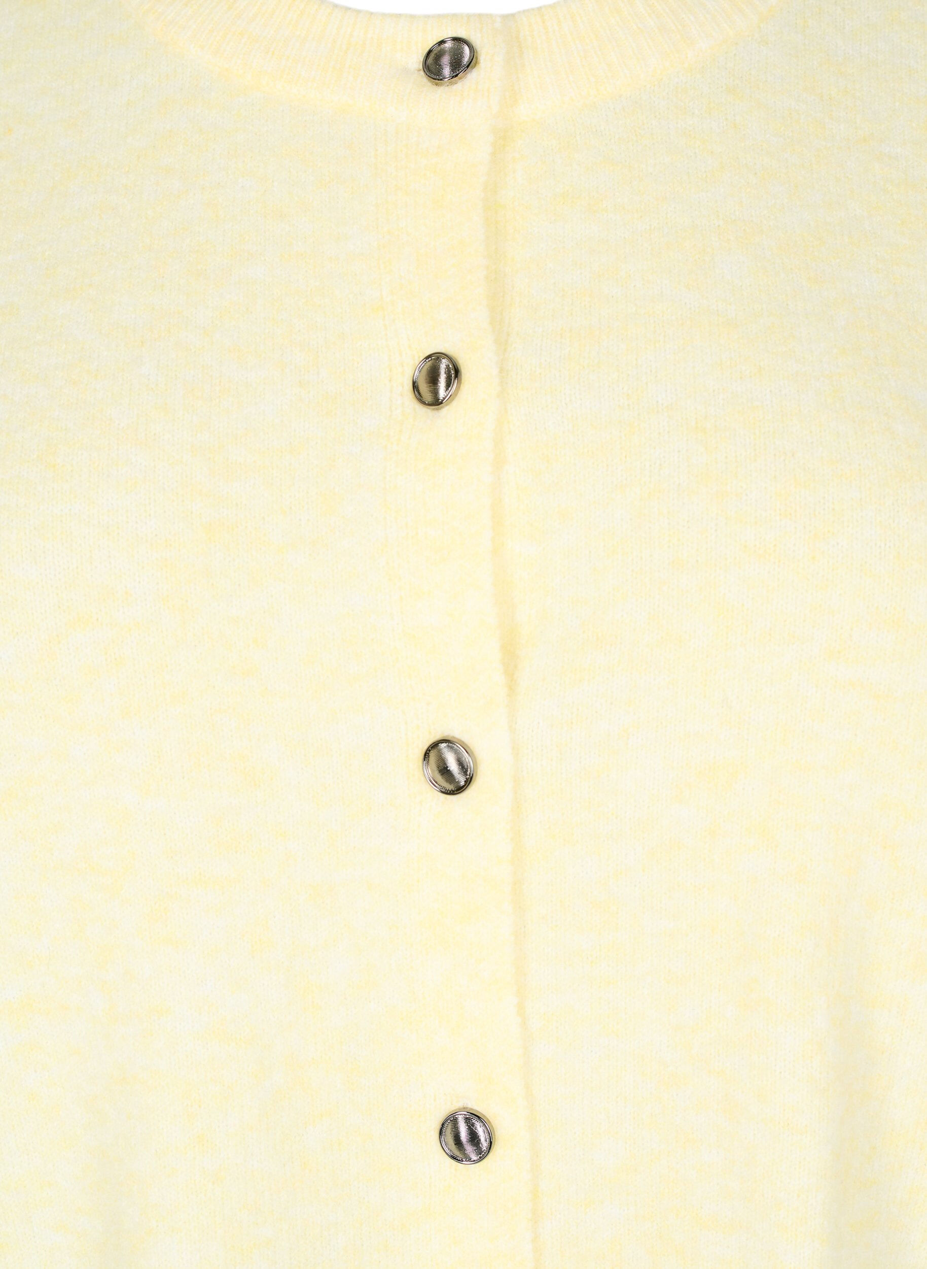 Zizzi Strickjacke mit kurzen &Auml;rmeln, Gelb, Packshot image number 2