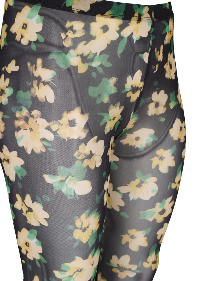Leggings en mesh avec imprimé floral, Yellow Green AOP, Packshot image number 2