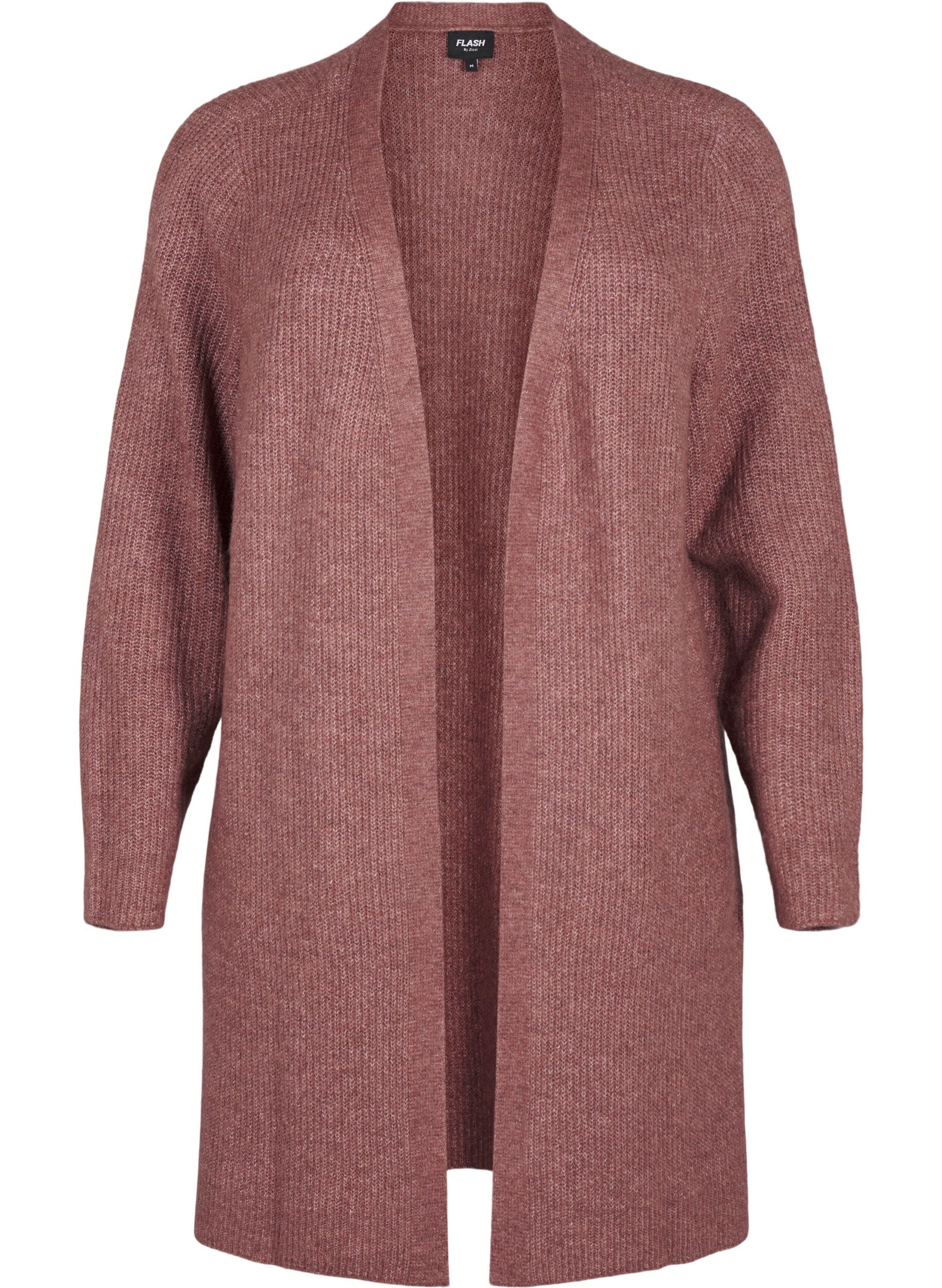 Zizzi FLASH - Cardigan &agrave; manches longues avec fentes lat&eacute;rales, Rose Brown Melange, Packshot image number 0