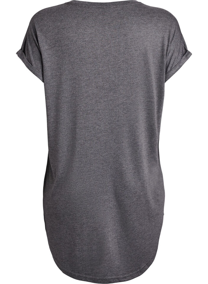 Kurzarm-Nachthemd mit Textaufdruck, Schwarz, Packshot image number 1