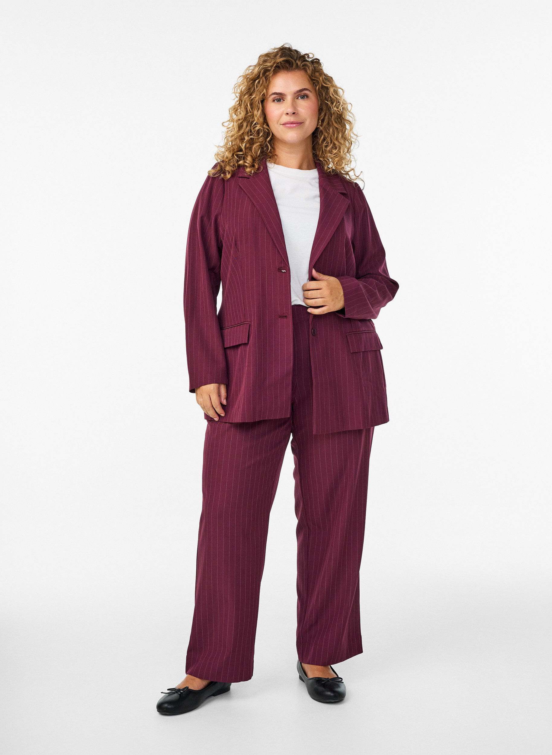 Zizzi FLASH - Blazer mit Taschen und Schlitzen, Rot, Model image number 1