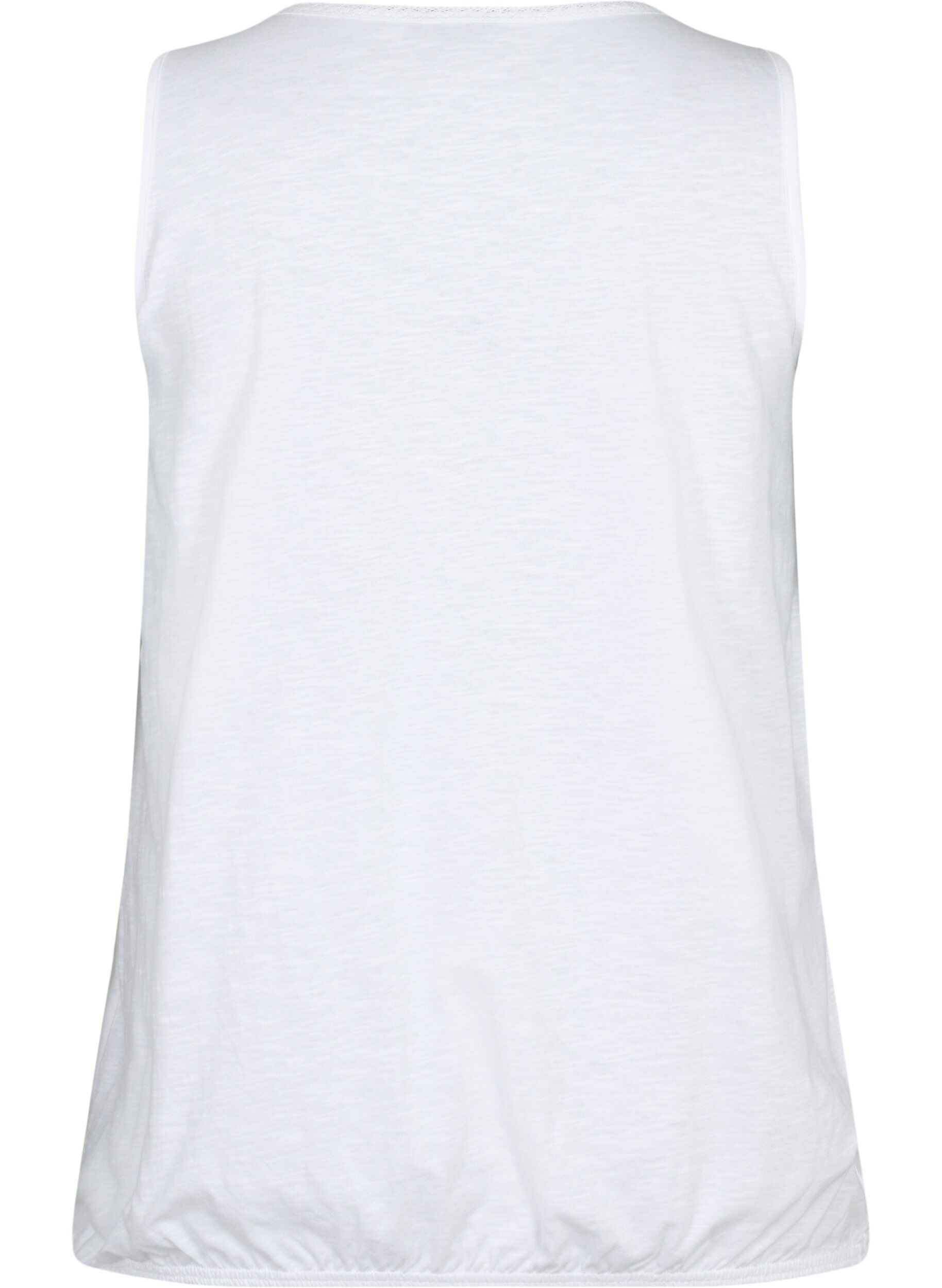 Zizzi Top en coton avec bordure en dentelle, Bright White, Packshot image number 1