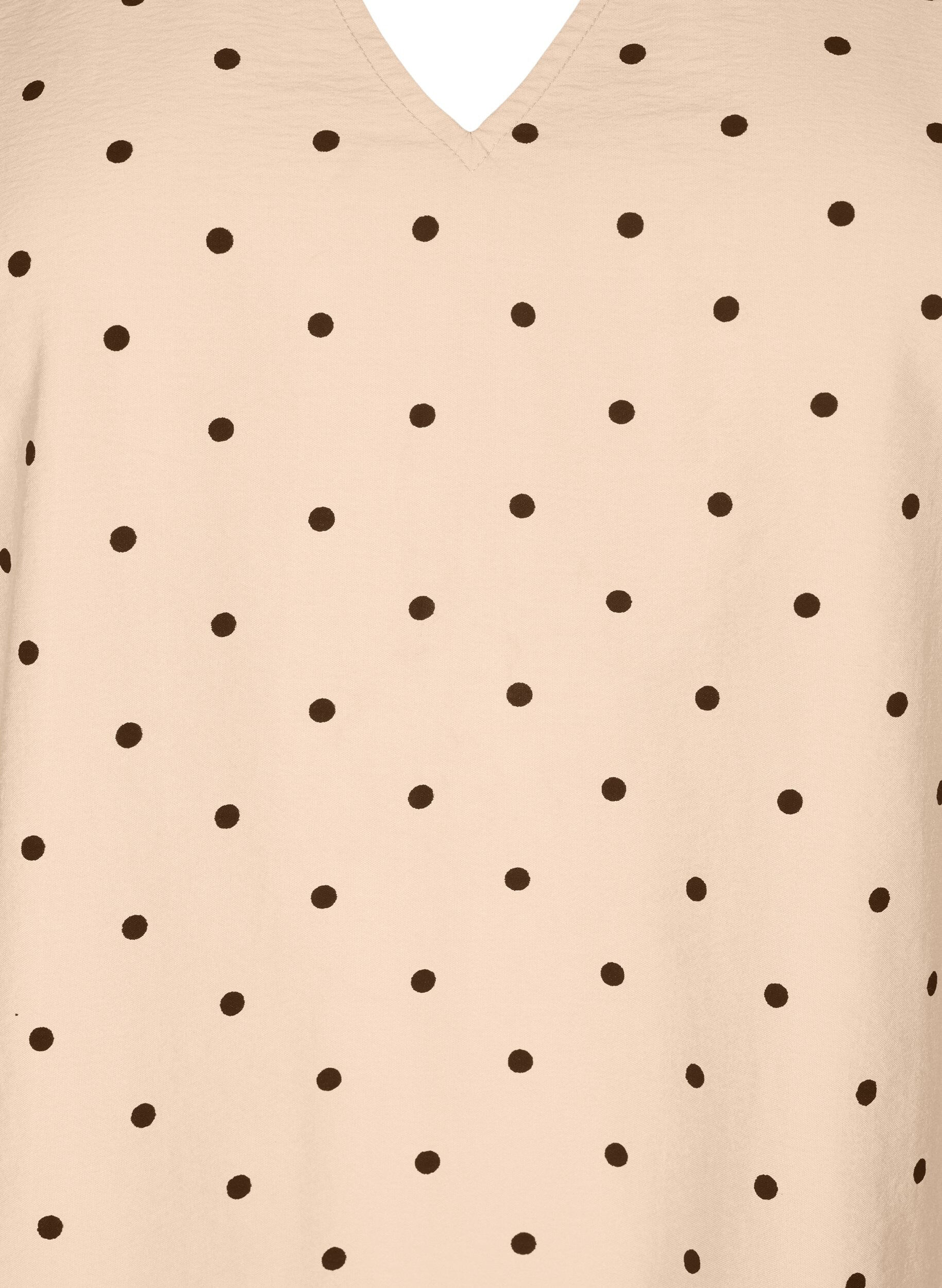 Zizzi Bluse mit lockeren &Auml;rmeln und V-Ausschnitt, Beige, Packshot image number 2