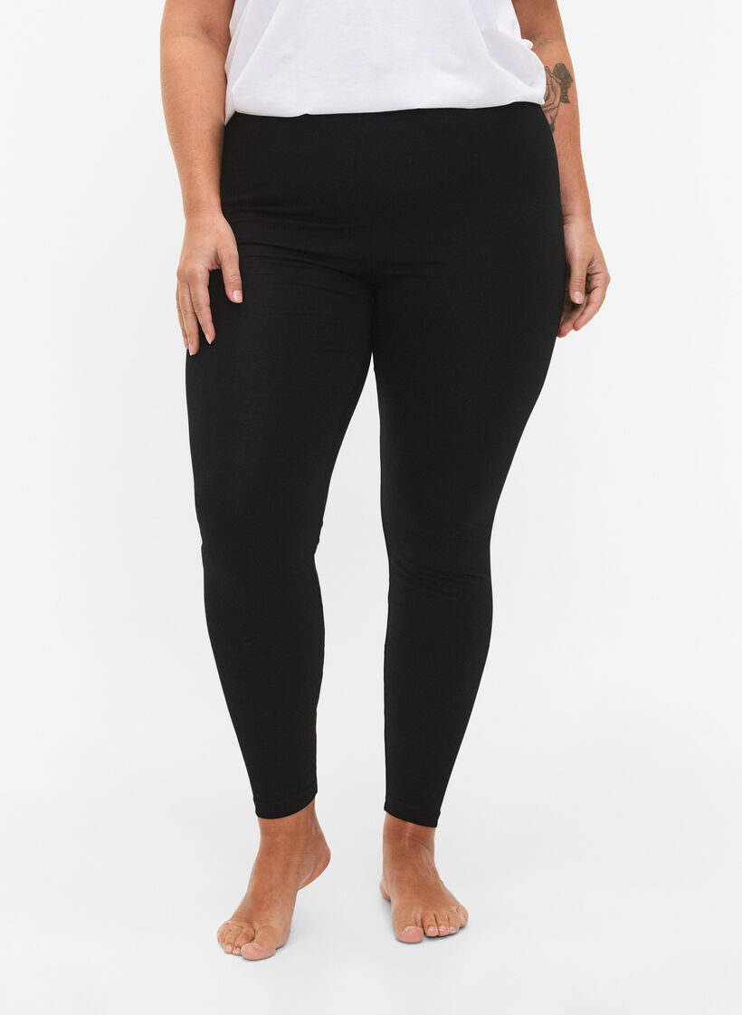2-pack leggings en coton, Noir, Model image number 0