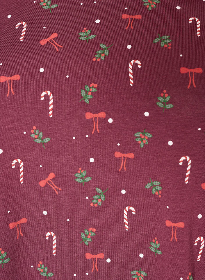 Nachtbluse mit Print, Dunkles Bordeaux, Packshot image number 2