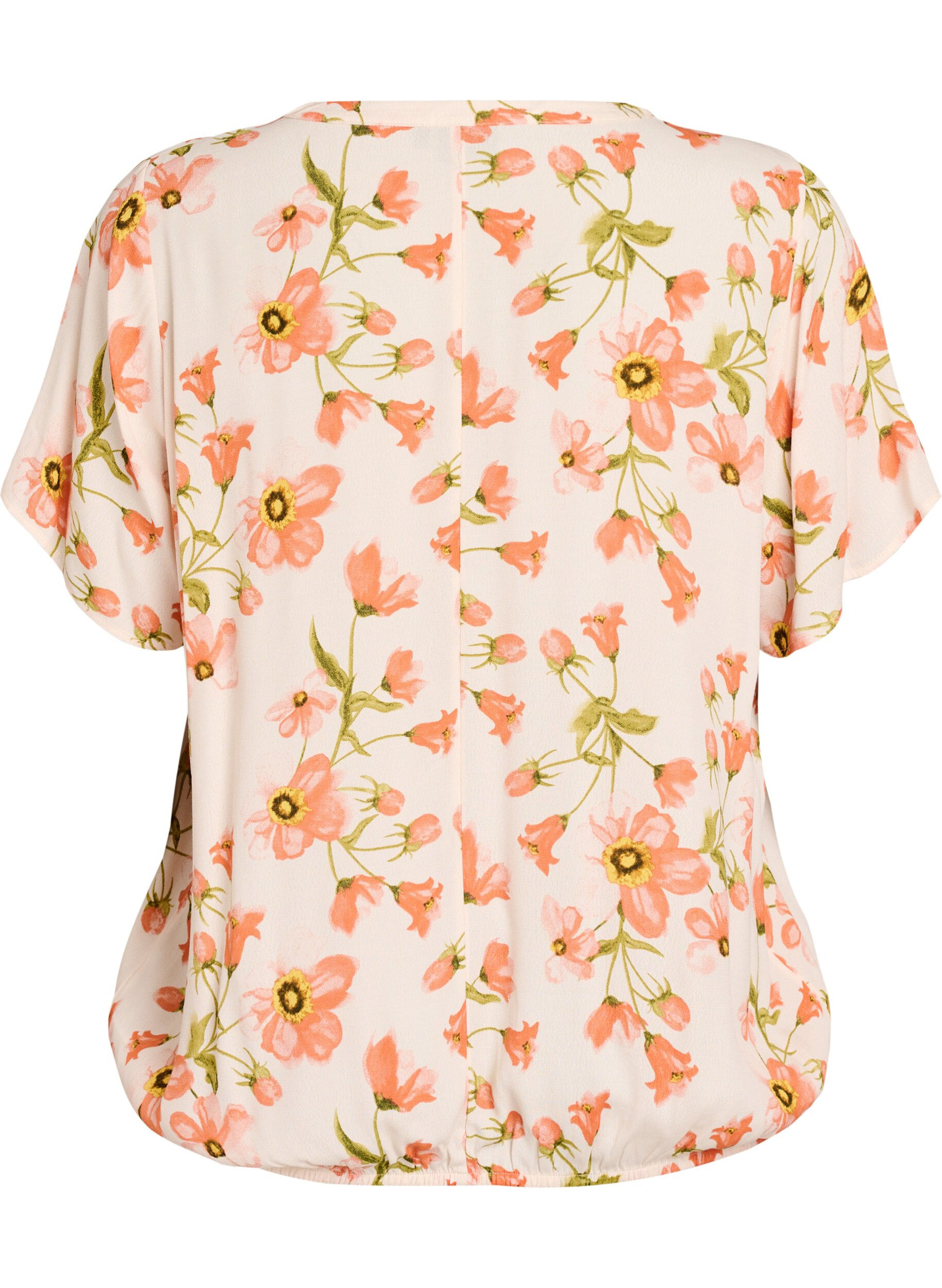 Zizzi Viskosebluse mit Blumenprint und kurzen &Auml;rmeln, 9991, Packshot image number 1