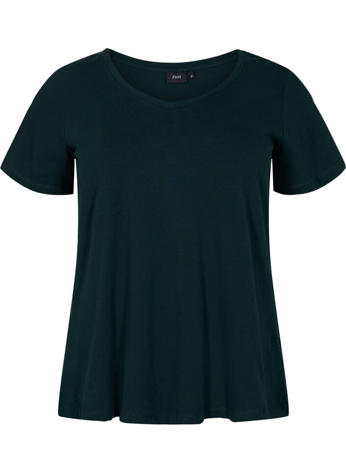 Einfarbiges basic T-Shirt aus Baumwolle, Gr&uuml;n, Packshot image number 0