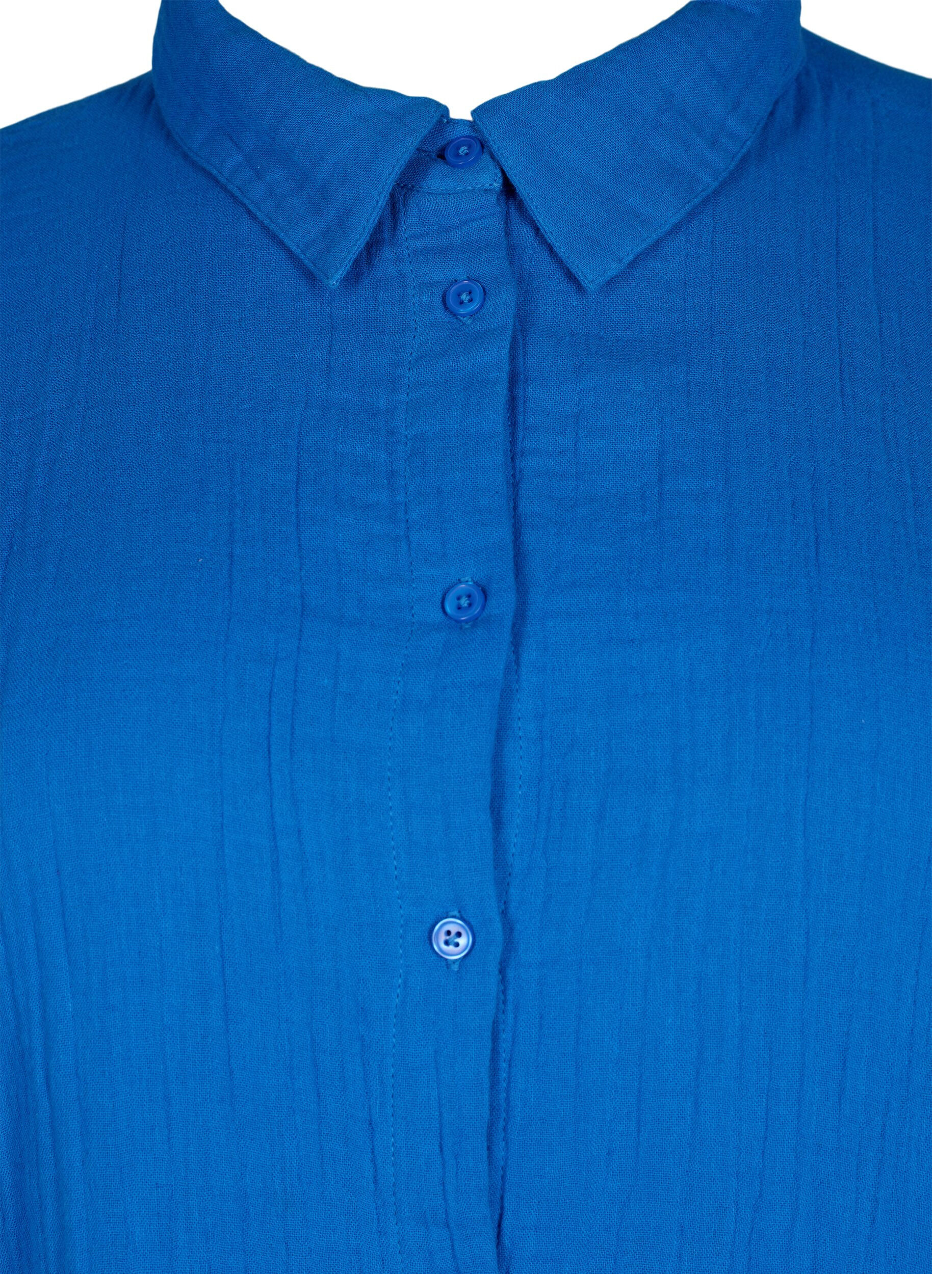 Zizzi Chemise avec col en mousseline de coton, Victoria blue, Packshot image number 2