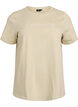 T-shirt en coton bio avec inscription perlée, Beige, Packshot image number 0