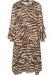 Robe midi avec volants et col en V, Marron, Packshot image number 0