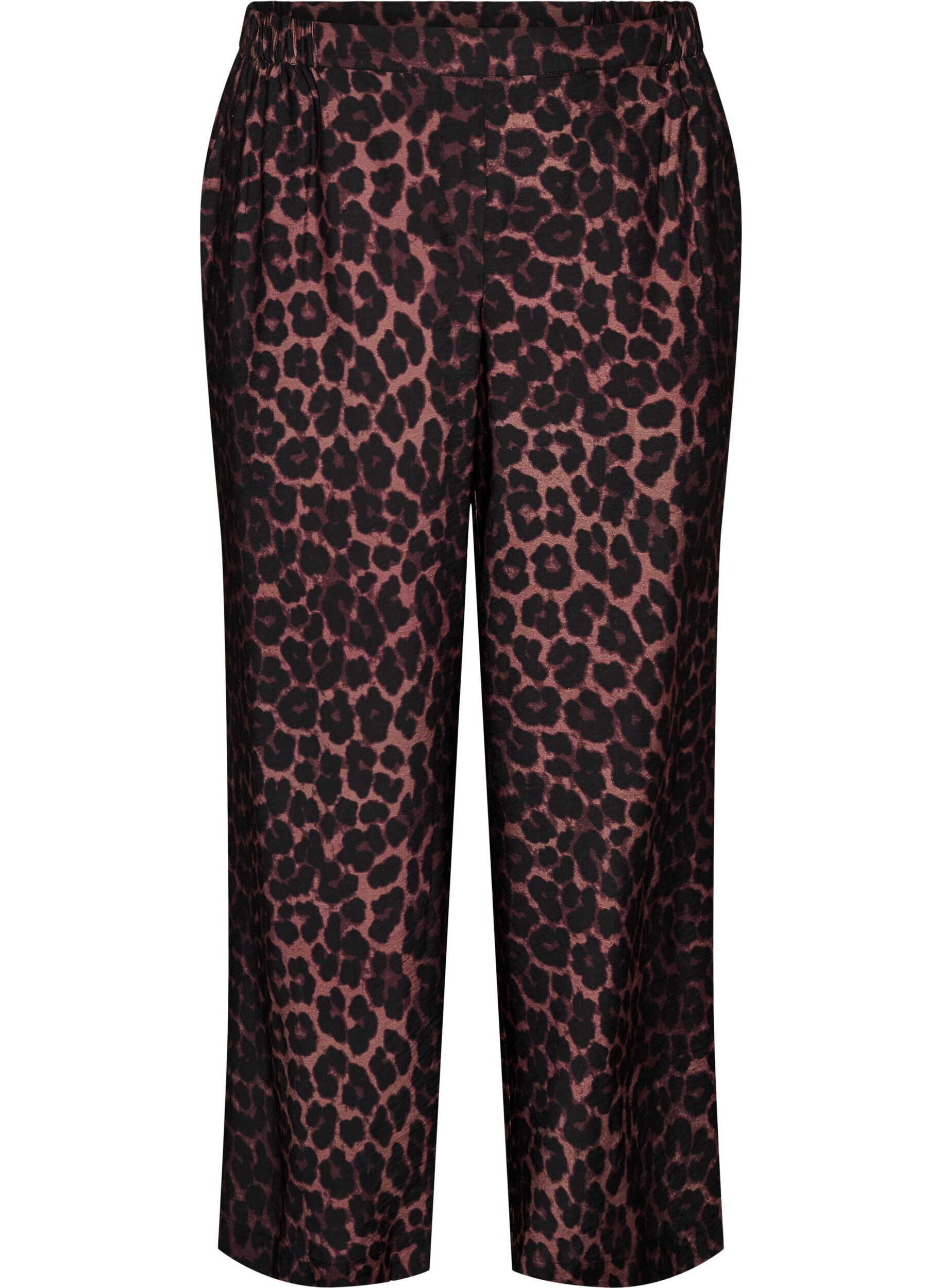 Pantalon en viscose avec taille &eacute;lastiqu&eacute;e et jambes droites
