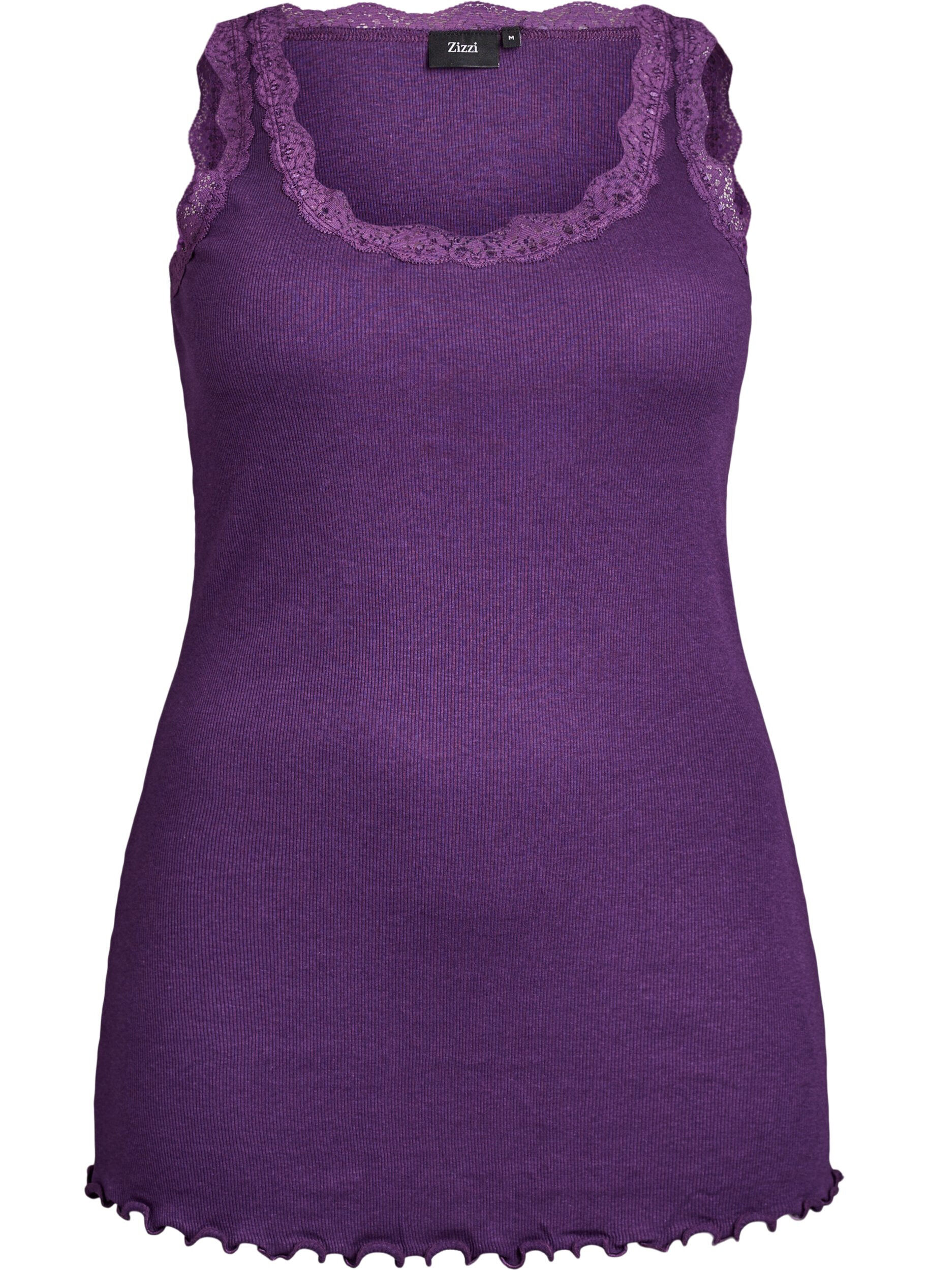 ZizziHaut avec bordure en dentelle, Violet, Packshot image number 0