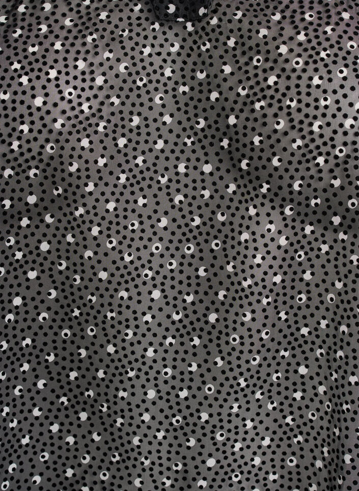 Tunique en mousseline à pois de velours, Noir, Packshot image number 2