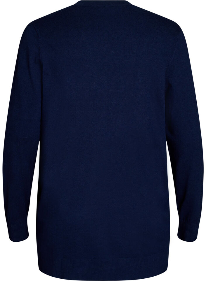 Cardigan long en maille ouvert avec poches, Bleu, Packshot image number 1