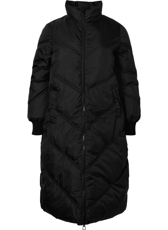 Lange Pufferwinterjacke, Black, Packshot image number 0