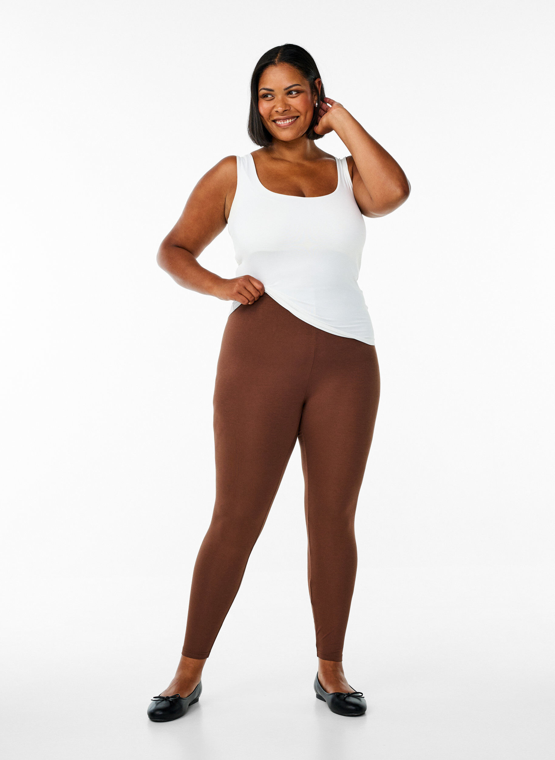 Zizzi Basic Leggings aus Viskose, Braun, Model image number 1