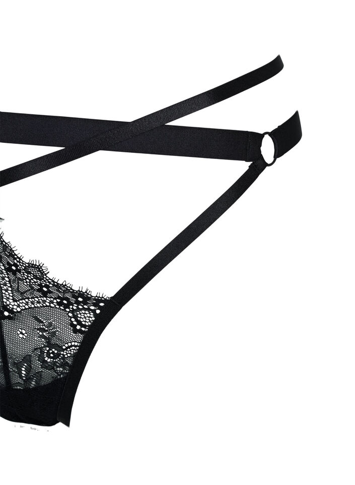 G-String mit Spitze, Black, Packshot image number 3