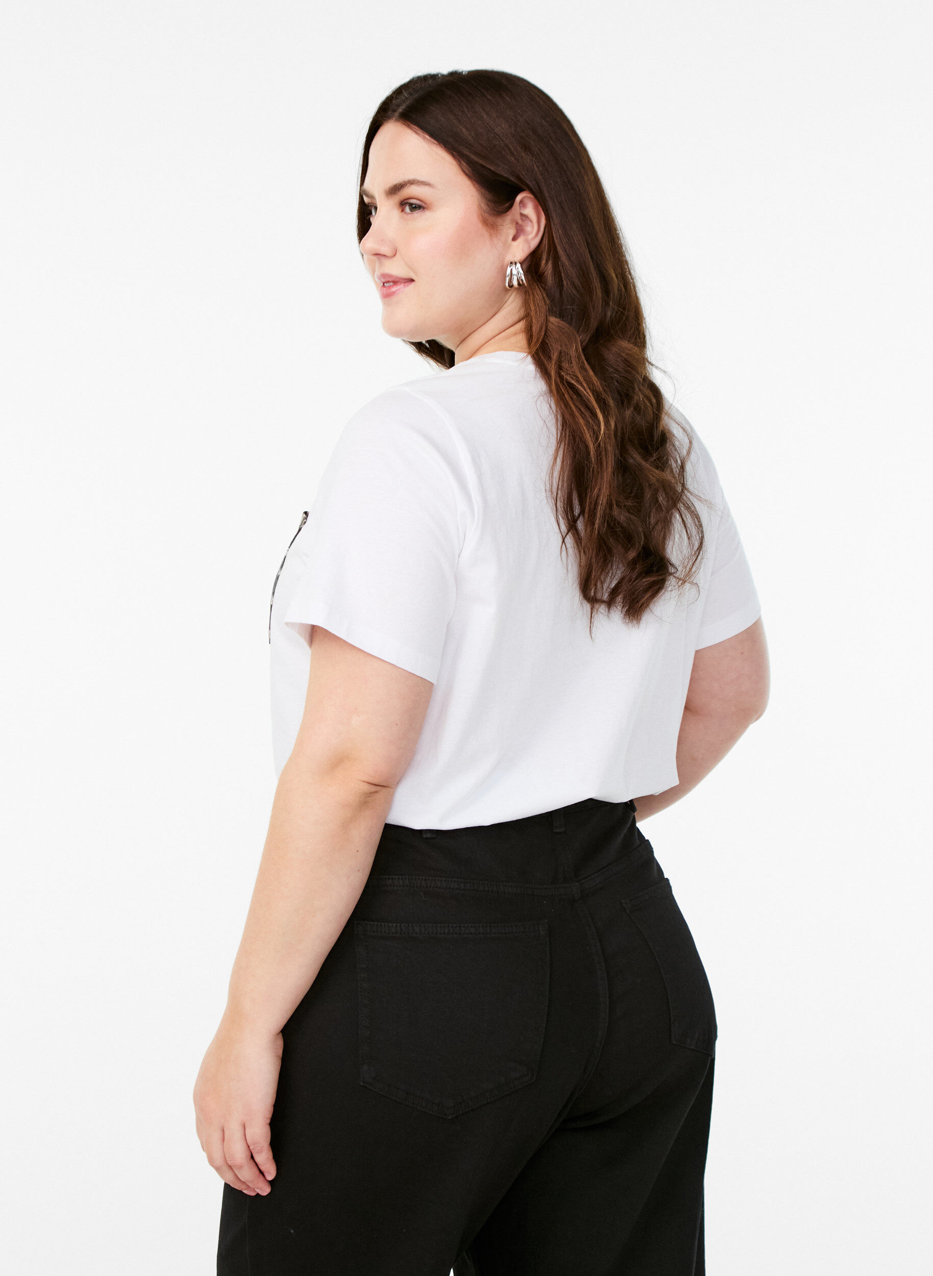 Zizzi T-shirt avec poche sur la poitrine, Blanc, Model image number 2