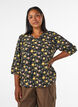 Gemusterte Bluse aus Viskose mit 3/4-&Auml;rmeln, Schwarz, Model image number 0