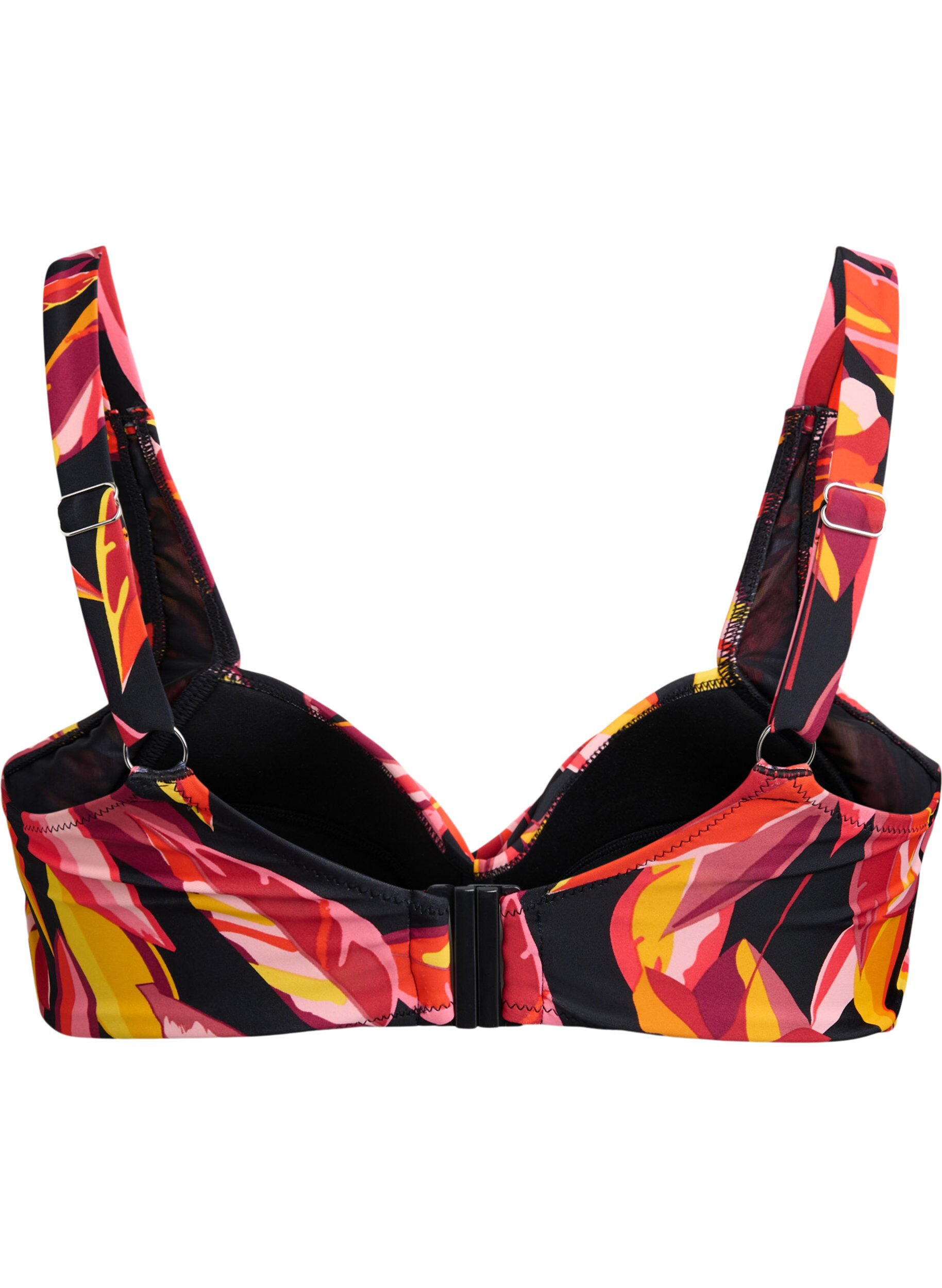 Zizzi Wattierter Bikini-Oberteil mit Print, Rot, Packshot image number 1