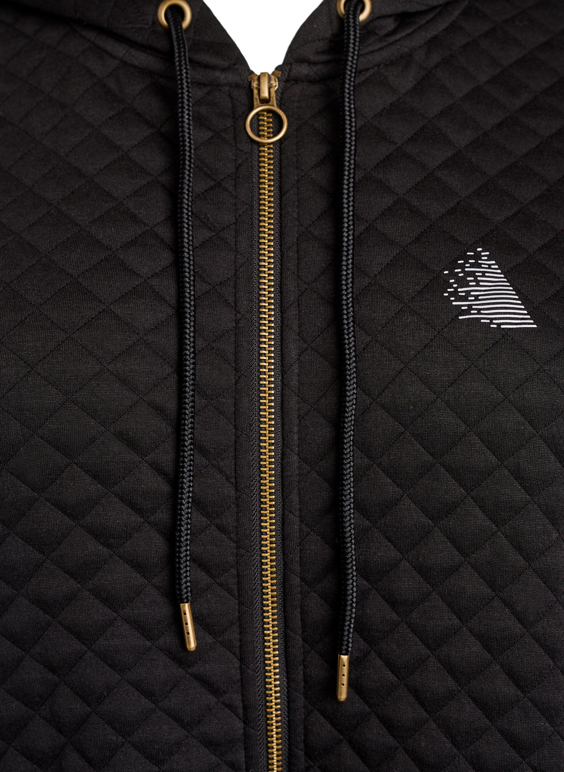 Zizzi Hoodie long matelass&eacute; zipp&eacute; avec poches, Noir, Packshot image number 2