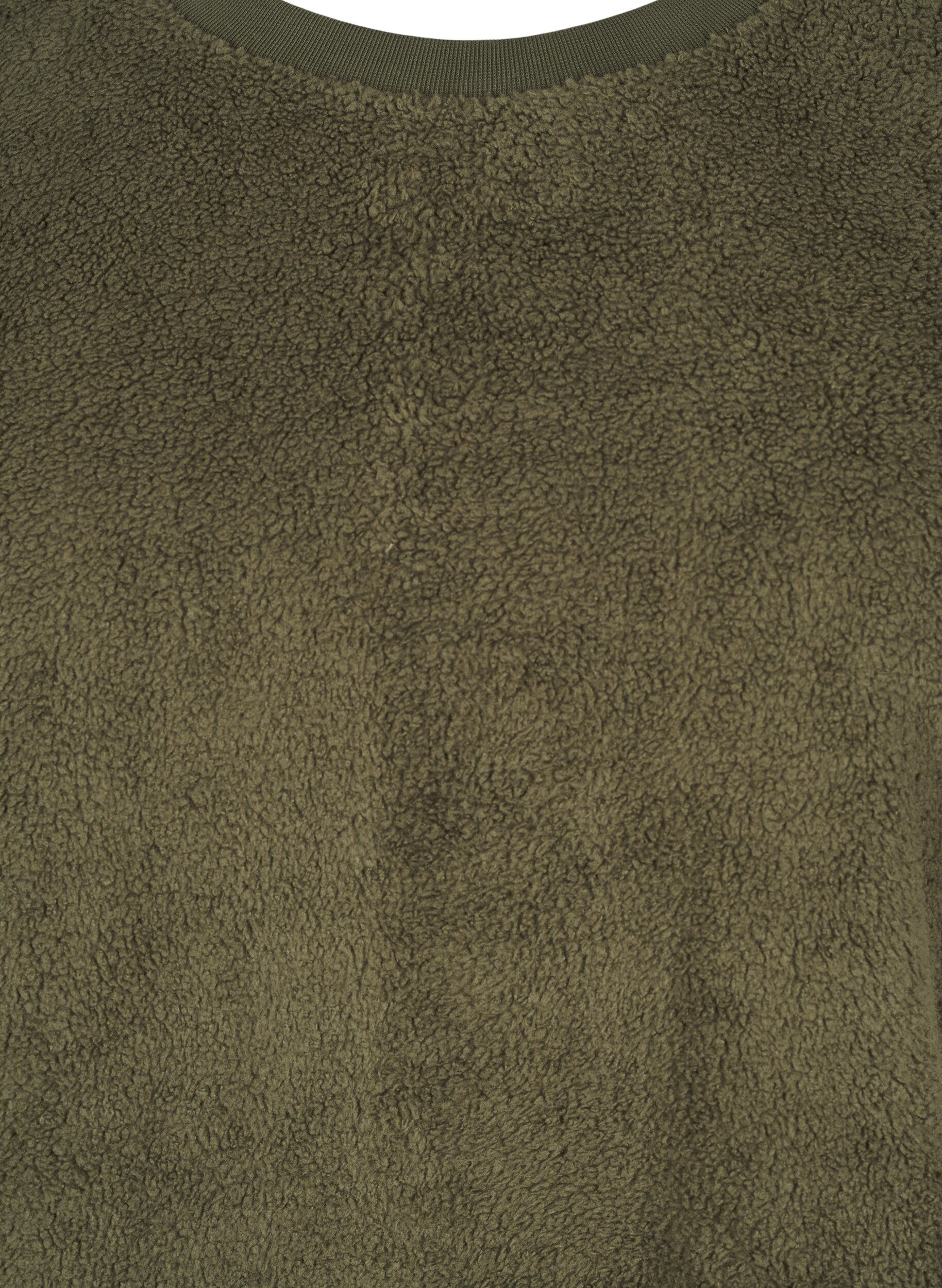 Zizzi Lockere Teddy-Bluse mit Rundhalsausschnitt, Forest Night, Packshot image number 2