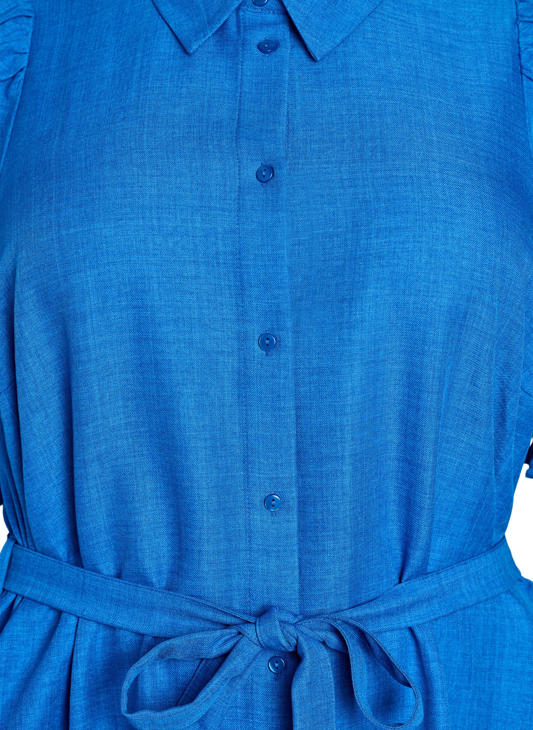 Zizzi Robe chemise mi-longue avec ceinture &agrave; nouer, Bleu intense, Packshot image number 2