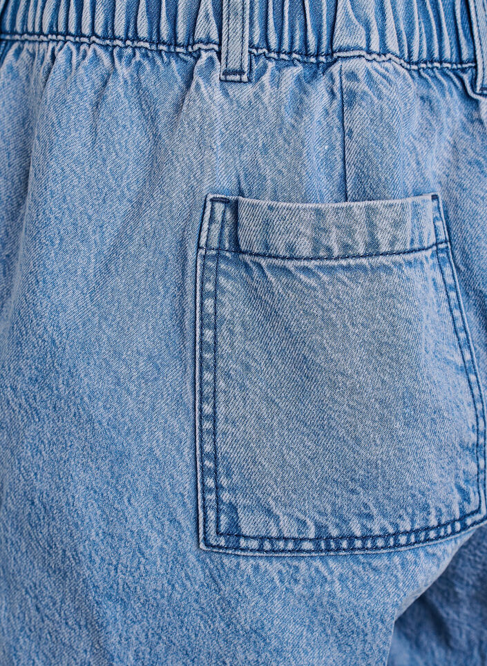 Locker geschnittene Jeansshorts mit hoher Taille, Blau, Packshot image number 3