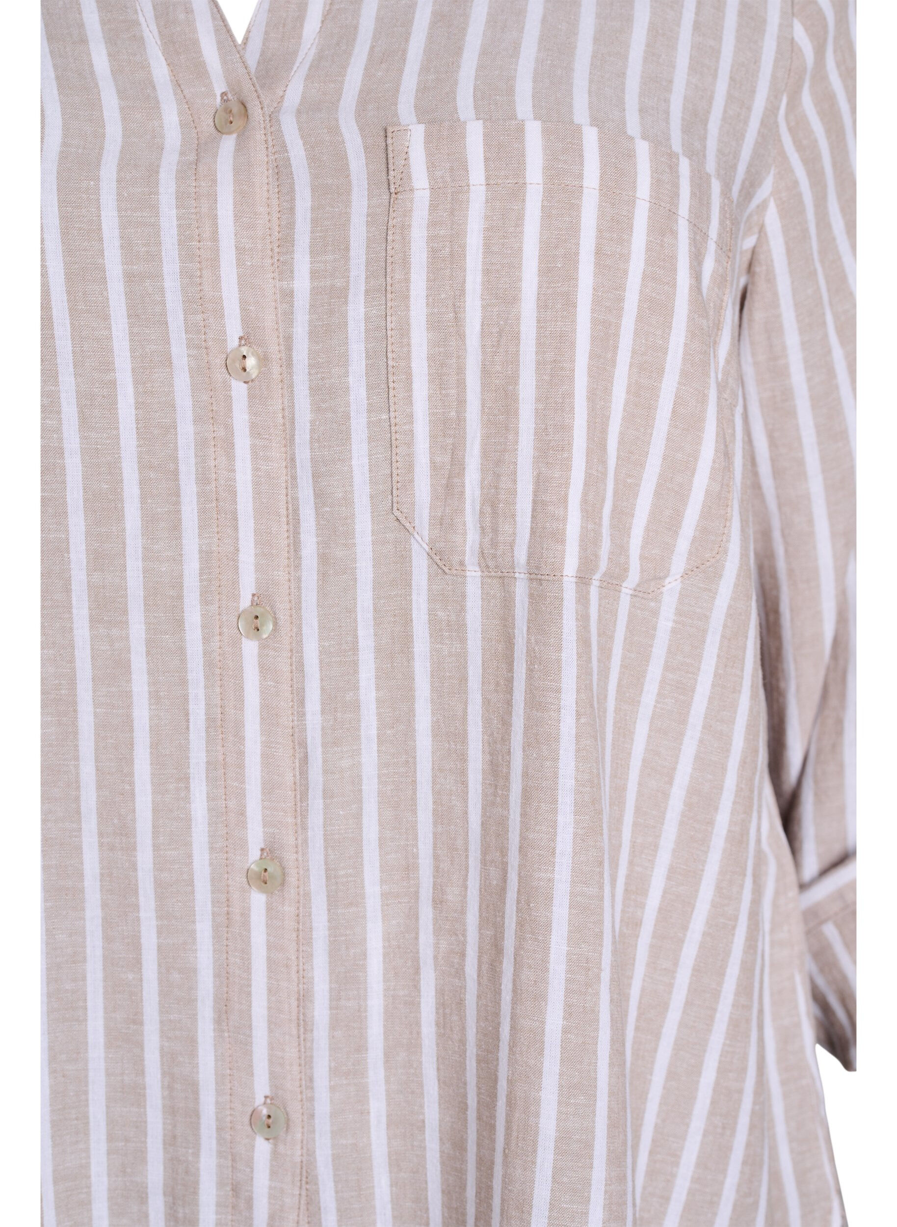 ZizziChemise en lin et viscose avec manches 3/4, Beige, Packshot image number 2