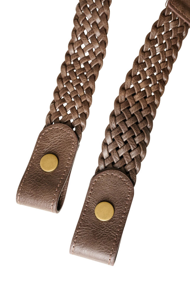 Ceinture tress&eacute;e &eacute;lastique, Marron, Packshot image number 2