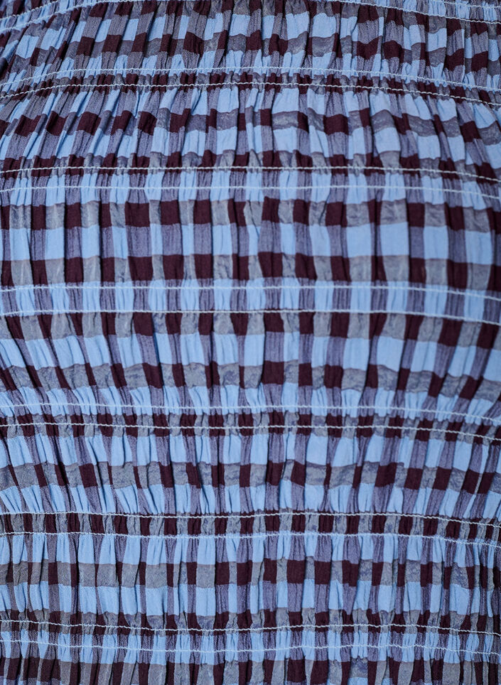 Smockbluse mit Vichy-Karo und R&uuml;schensaum, Blau, Packshot image number 2