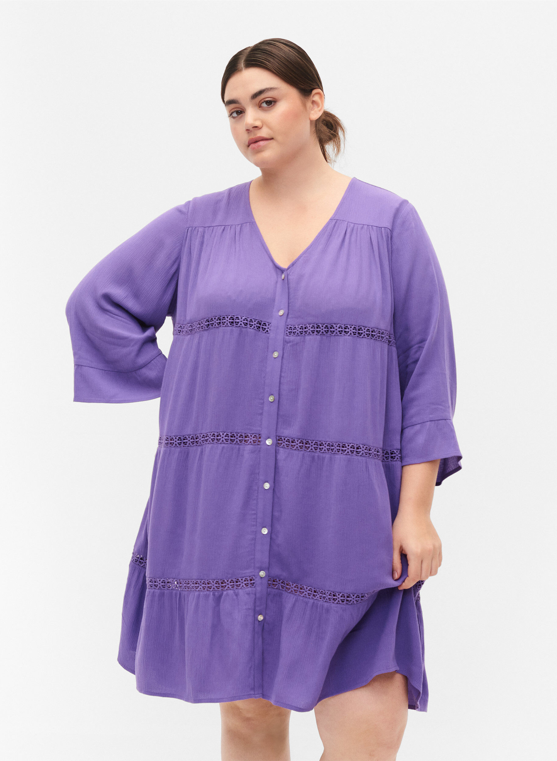 Zizzi Robe de plage en viscose, Royal Lilac, Model image number 0