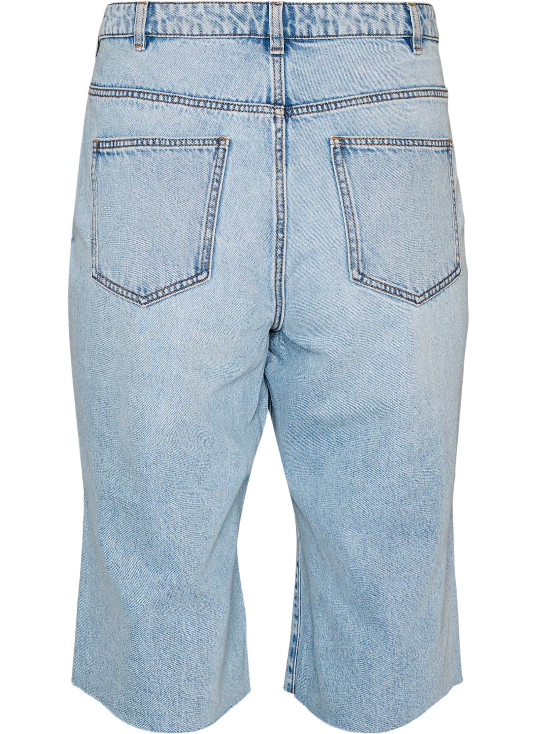 ZizziCropped Jeans mit abgenutzter Optik und offenen Kanten, Blau, Packshot image number 1
