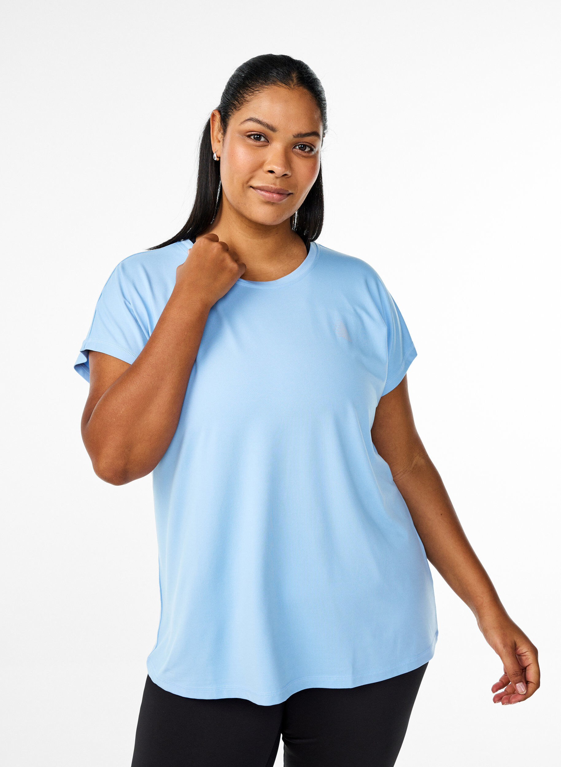 Zizzi Einfarbiges Trainings-T-Shirt, Blau, Model image number 0