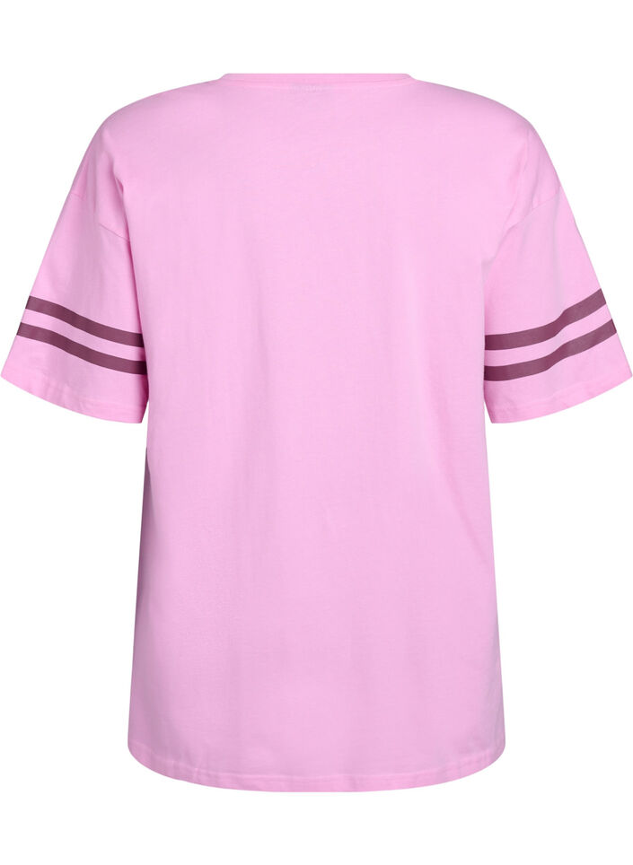 T-shirt coll&egrave;ge oversize et sportif, Rose, Packshot image number 1