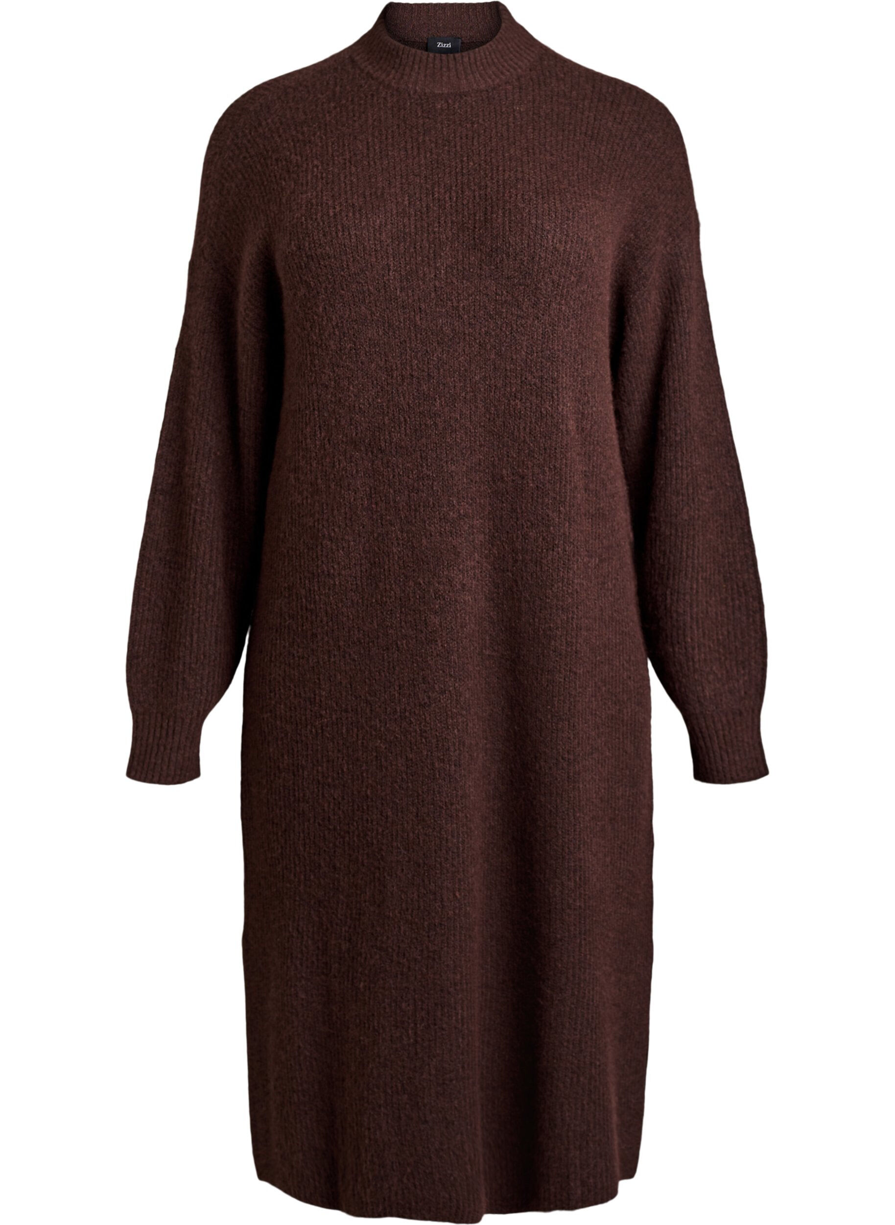 Langes Strickkleid mit hohem Kragen