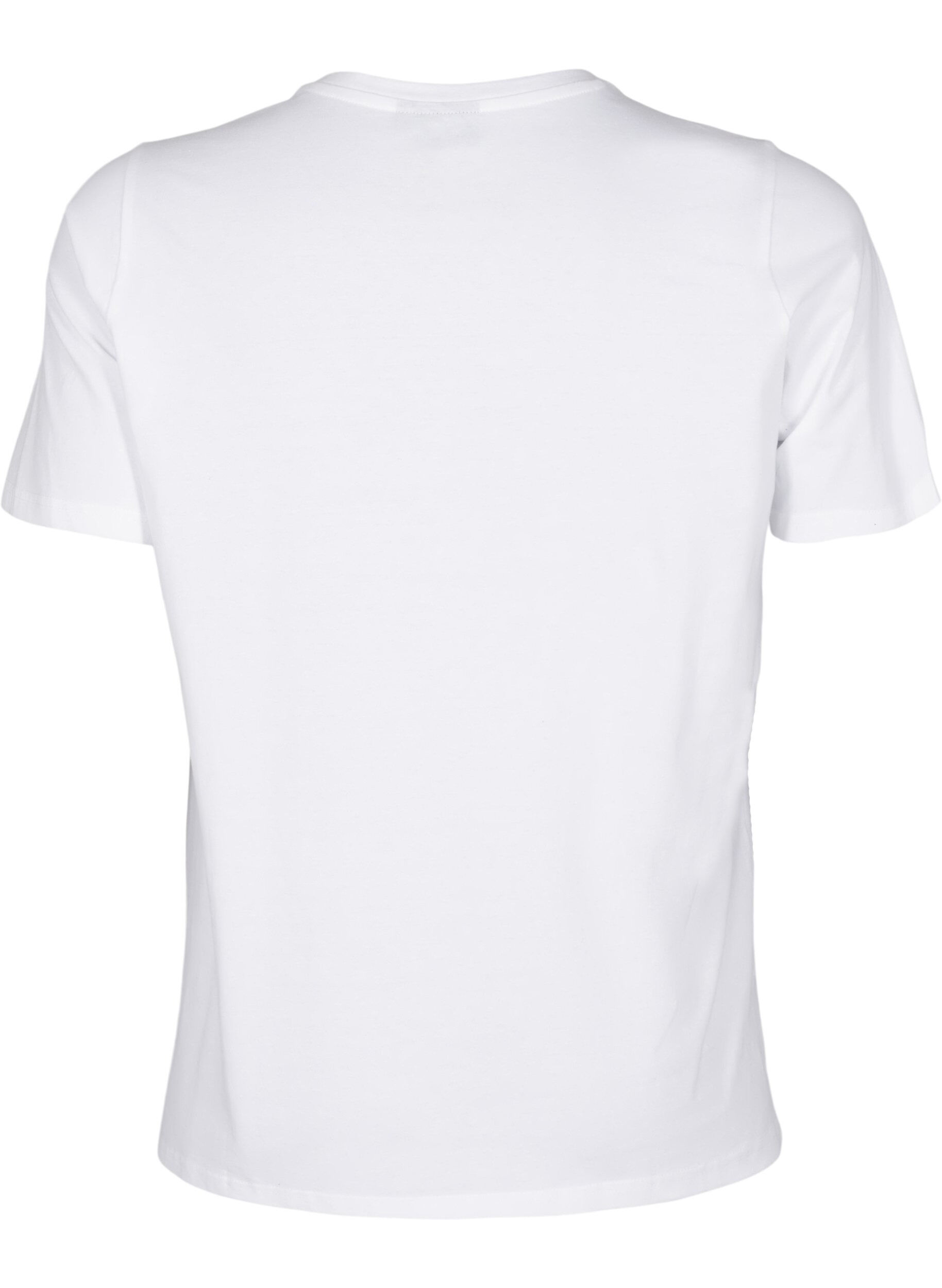Zizzi T-Shirt mit Rundhalsausschnitt und Strasssteinen, Bright White, Packshot image number 1