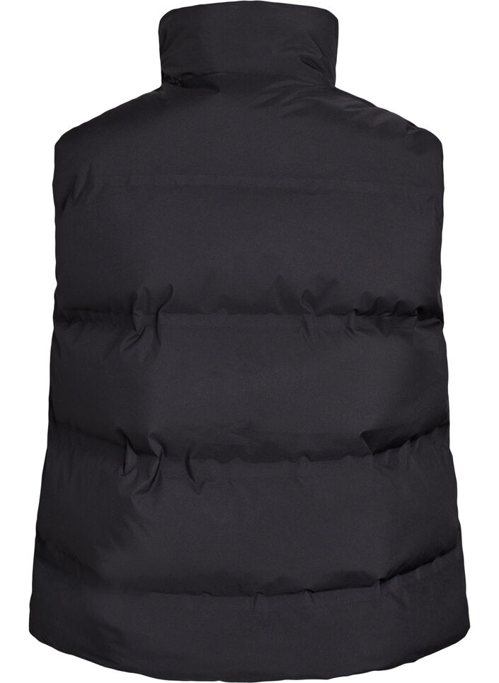 Kurze Steppweste mit hohem Kragen, Schwarz, Packshot image number 1