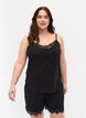 Chemise de nuit en coton avec bordure en dentelle, Black, Model image number 0