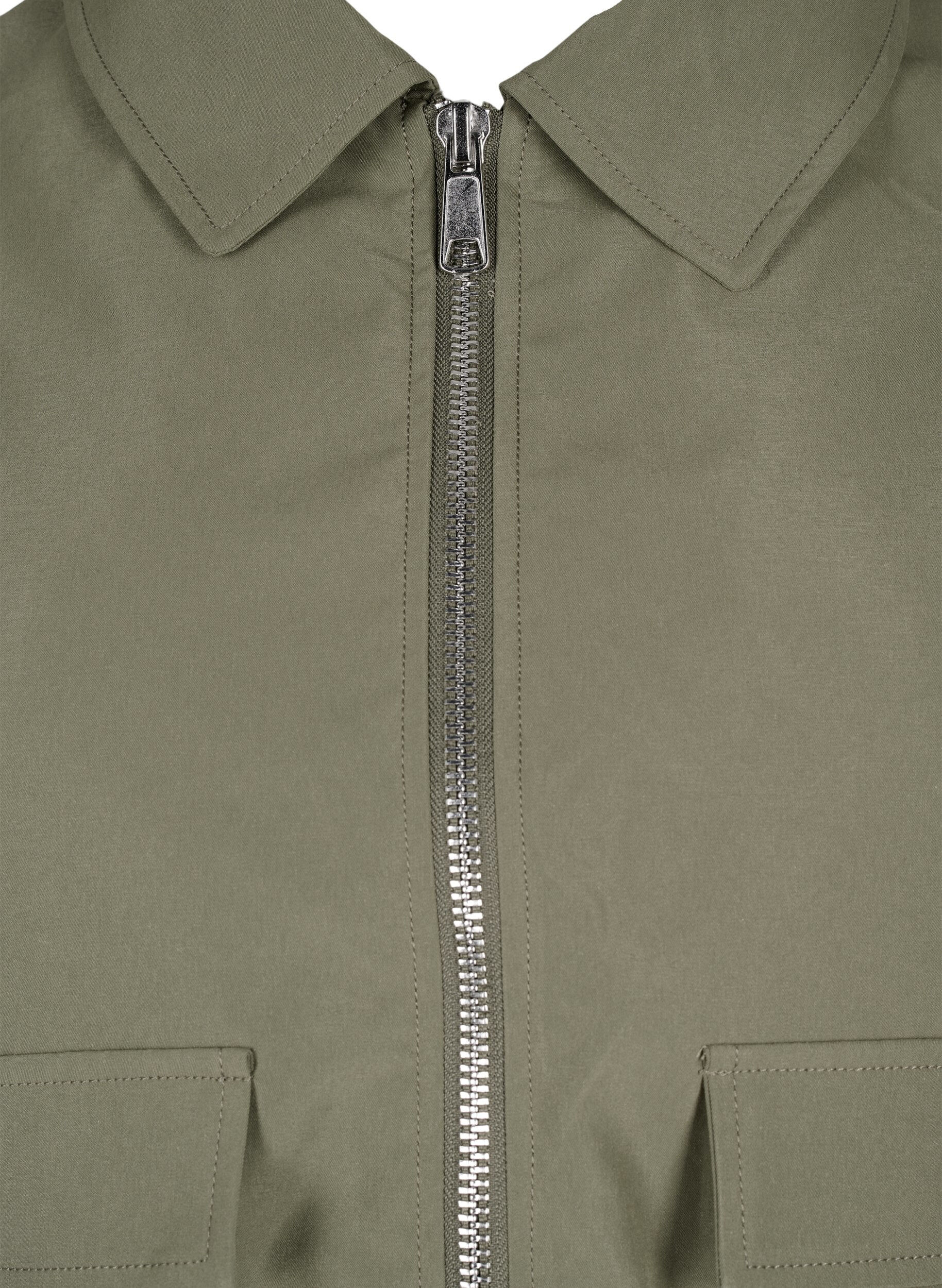 Zizzi Bomberjacke mit Kragen und Taschen, Gr&uuml;n, Packshot image number 2