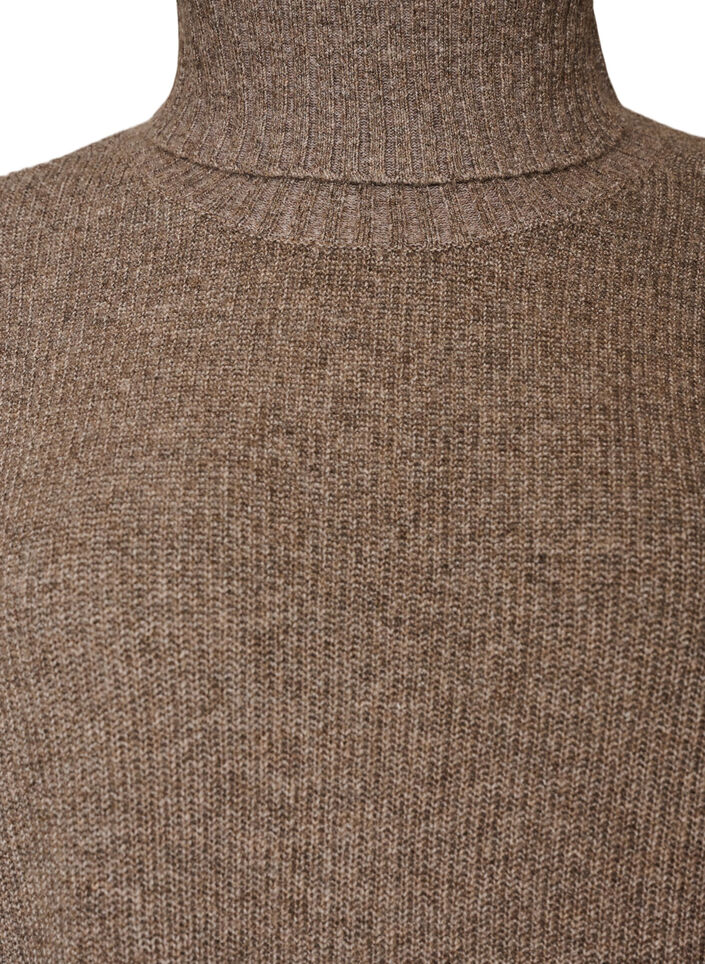 Locker gestrickter Pullover mit Rollkragen, Braun, Packshot image number 2